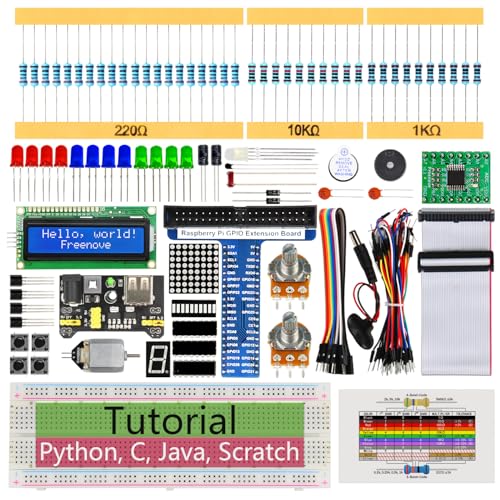 Freenove Super Starter Kit for Raspberry Pi 5 4 B 3 B+ 400, 407-Page Detailed Tutorial, Python C Java Scratch Code, 164 Items, 73 Projects von FREENOVE