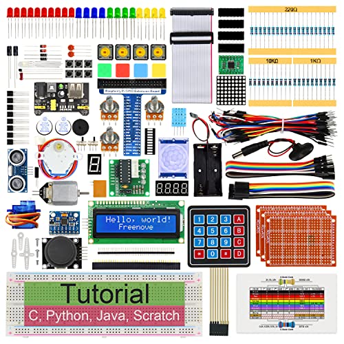 Freenove Ultimate Starter Kit for Raspberry Pi 5 4 B 3 B+ 400, 558-Page Detailed Tutorial, Python C Java Scratch Code, 223 Items, 104 Projects von FREENOVE