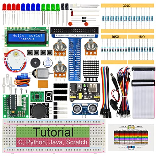 Freenove Ultrasonic Starter Kit for Raspberry Pi 5 4 B 3 B+ 400, 484-Page Detailed Tutorial, Python C Java Scratch Code, 171 Items, 88 Projects von FREENOVE