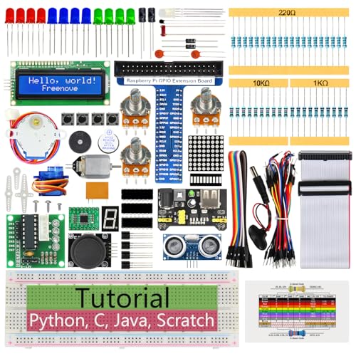 Freenove Ultrasonic Starter Kit for Raspberry Pi 5 4 B 3 B+ 400, 484-Page Detailed Tutorial, Python C Java Scratch Code, 171 Items, 88 Projects von FREENOVE