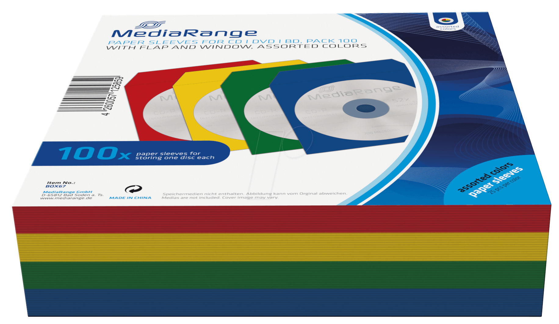 CD-SCHUTZ 100C - CD/DVD Papierhüllen, 100er Pack, Farbe von FREI
