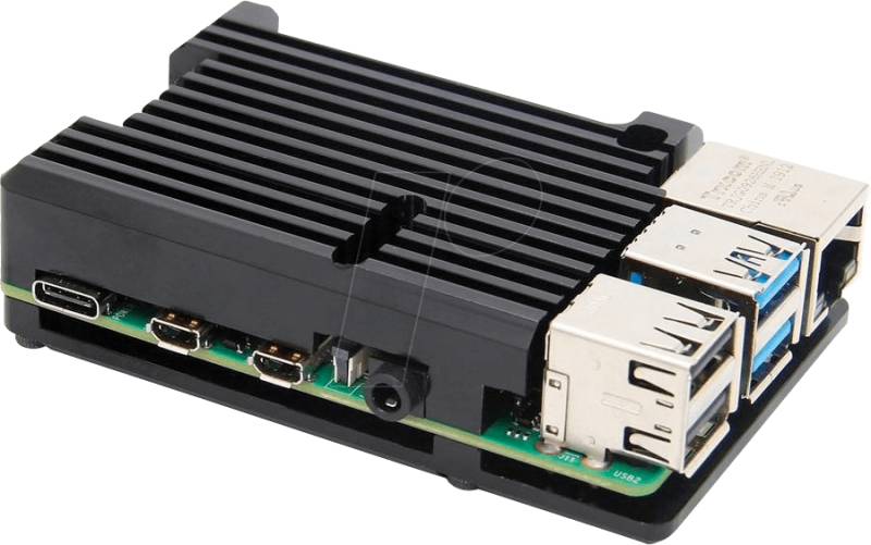 RPI CASE ALU07 - Gehäuse für Raspberry Pi 4, Alu, schwarz von FREI