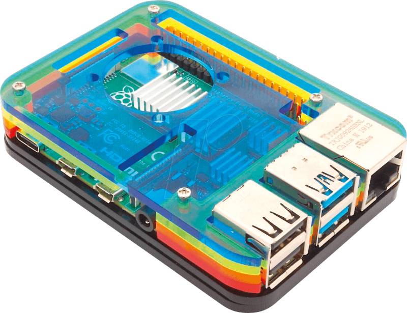 RPI CASE RAINBOW - Gehäuse für Raspberry Pi 4, stackable, regenbogenfarbig von FREI