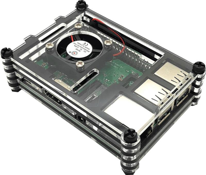 RPI CASE STACK - Gehäuse für Raspberry Pi 3 mit Lüfter, stackable, transparent / von FREI