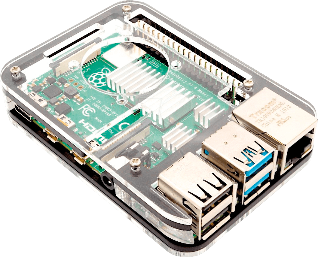 RPI CASE STACKSL - Gehäuse für Raspberry Pi 4, stackable, transparent / schwarz, Sl von FREI