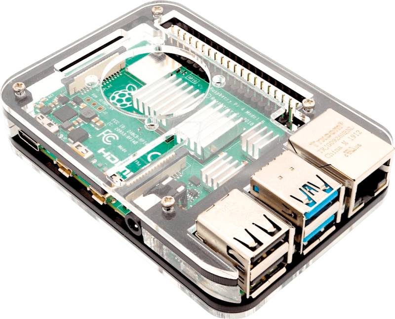 RPI CASE STACKSL - Gehäuse für Raspberry Pi 4, stackable, transparent / schwarz, Sl von FREI