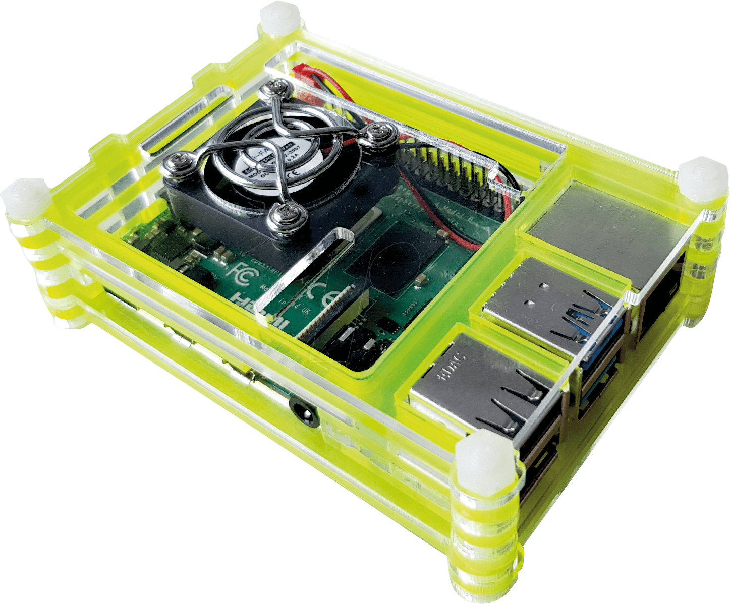 RPI CASE STACKTX - Gehäuse für Raspberry Pi 4 mit Lüfter, stackable, giftgrün / tox von FREI