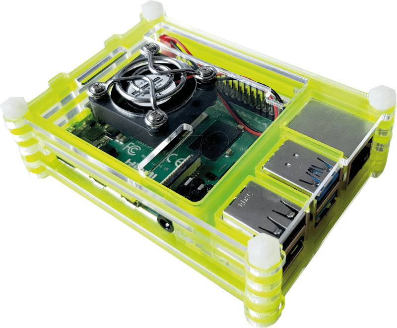 RPI CASE STACKTX - Gehäuse für Raspberry Pi 4 mit Lüfter, stackable, giftgrün / tox von FREI