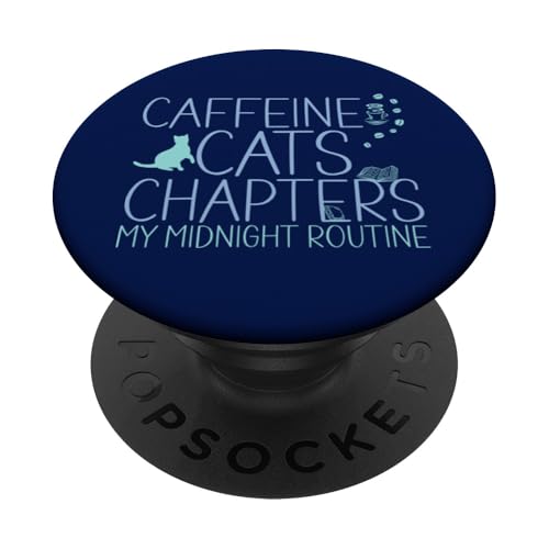 Coffein Cats & Chapters My Midnight Routine Night Cat Owl PopSockets Klebender PopGrip Coffein Cats & Chapters My Midnight Routine Night Cat Owl PopSockets Klebender PopGrip von FRESAN Cozy Bookworm Cat Owner Coffee Book Lovers