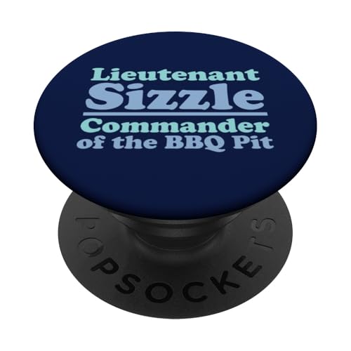 Lieutenant Sizzle, Kommandant des BBQ Pit Grill, Meat Daddy PopSockets Klebender PopGrip von FRESAN Funny Grilling Master Dad BBQ Father's Day