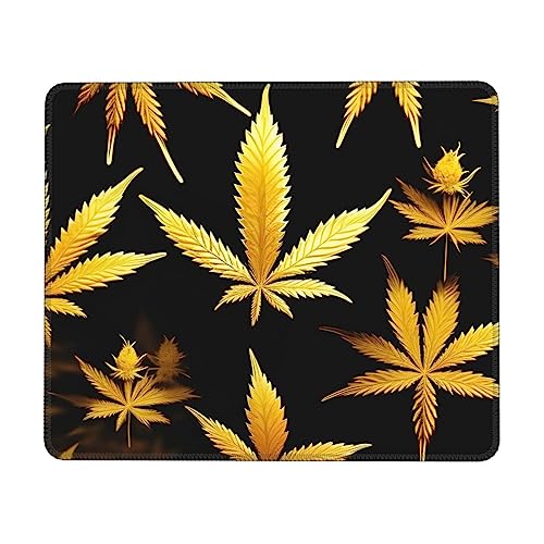 Mauspad mit goldenem Cannabis-Multi-Code, rutschfestes Gummi-Mauspad, wartungsfähige Schreibtischunterlage für Computer, Laptop, Büro von FRESQA