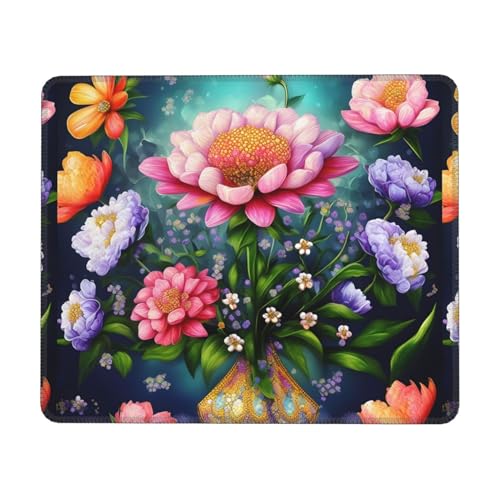 Vielseitiges Mauspad mit Blumen-Diamant-Malerei, gummierte Kanten, für Büro-Schreibtischunterlage, optimaler Komfort und Stabilität von FRESQA