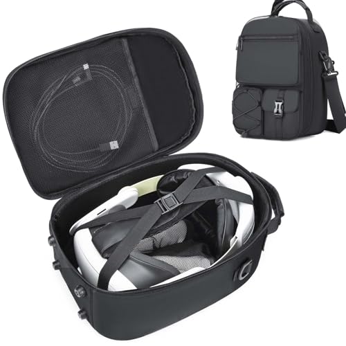 Tragetasche Kompatibel Meta Quest 3S /3/Oculus Quest 2, Umhängetaschen für Vision Pro/Elite Strap VR-Headset und Controller-Zubehör, Hartschalen Tasche für Reisen, Spiele und Aufbewahrung (Schwarz) Tragetasche Kompatibel Meta Quest 3S /3/Oculus Quest 2, Umhängetaschen für Vision Pro/Elite Strap VR-Headset und Controller-Zubehör, Hartschalen Tasche für Reisen, Spiele und Aufbewahrung (Schwarz) von FRETHIND