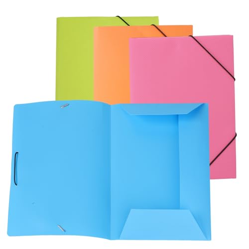 FRETONBA 10 Stück Eckspannermappe A4|Dokumententaschen mit 2 Gummiband|3 Klappen|Einschlagmappe,Recycling-Karton, Register-Mappe (Blau) von FRETONBA