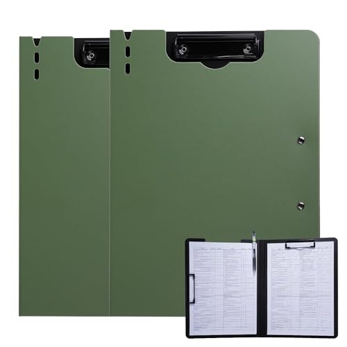 FRETONBA Klemmbrettordner, 2 Stück A4 Faltbares Klemmbrett mit horizontalen und vertikalen Doppelmetallclips, 360 Grad faltbare Binder-Klemmbretter mit Stifthalter, Aktenabdeckung, Arbeitsmappe, von FRETONBA