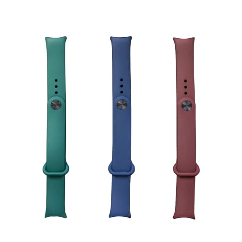 FRIENDLY LICENSE - 3er-Pack Smartband-Armbänder - Kompatibel mit Xiaomi Smartband 8 FR - Farben Blau, Wein und Grün - Aus strapazierfähigem Silikon - für Handgelenke zwischen 10,2 und 11,9 cm von FRIENDLY LICENSE