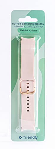 FRIENDLY LICENSE - Smartwatch-Armband - Kompatibel mit Samsung Watch 4 20 mm - Rosa - Hergestellt aus robustem Silikon - für Handgelenke zwischen 14 und 21,5 cm - Verstellbares Zubehör von FRIENDLY LICENSE