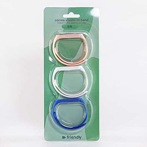 Friendly License - Pack 3 Armbänder Mi Band - Kompatibel mit Xiaomi und Amazfit - Hergestellt aus robustem Silikon - Weiß, Blau und Rosa - Ersatzarmbänder von FRIENDLY LICENSE