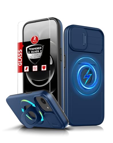 FRLMOOES Magnetische Schutzhülle für iPhone 16E, kompatibel mit MagSafe kabellosem Laden, mit 2 Displayschutzfolien, integriertem Ständerring, mit Kamera-Abdeckung, stoßdämpfend, stoßfest, robuster FRLMOOES Magnetische Schutzhülle für iPhone 16E, kompatibel mit MagSafe kabellosem Laden, mit 2 Displayschutzfolien, integriertem Ständerring, mit Kamera-Abdeckung, stoßdämpfend, stoßfest, robuster von FRLMOOES