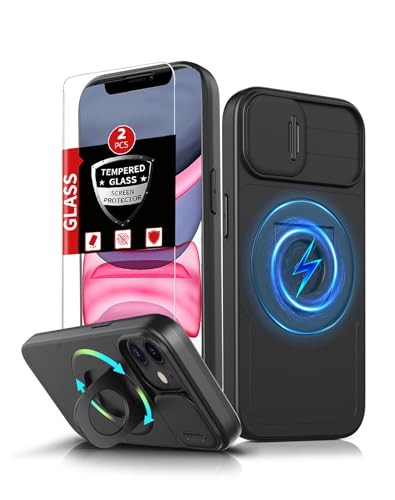 FRLMOOES Magnetische Schutzhülle für iPhone XR, kompatibel mit MagSafe kabellosem Laden, mit 2 Displayschutzfolien, integriertem Ständerring, mit Kamera-Abdeckung, stoßdämpfend, stoßfest, robuster FRLMOOES Magnetische Schutzhülle für iPhone XR, kompatibel mit MagSafe kabellosem Laden, mit 2 Displayschutzfolien, integriertem Ständerring, mit Kamera-Abdeckung, stoßdämpfend, stoßfest, robuster von FRLMOOES