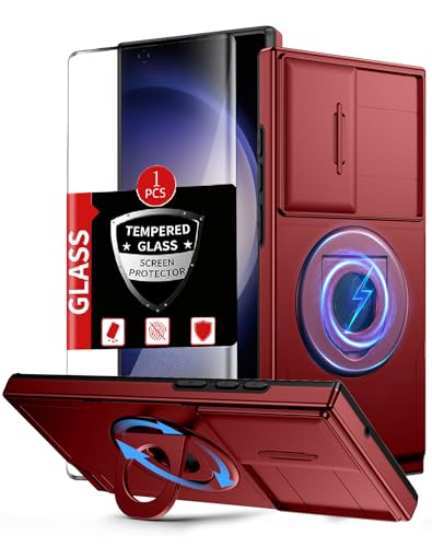 FRLMOOES Schutzhülle für Samsung Galaxy S22 Ultra, magnetisch, kompatibel mit MagSafe kabellosem Laden, mit Displayschutzfolie, integriertem Ständerring und Kamera-Abdeckung, kratzfest, stoßfest FRLMOOES Schutzhülle für Samsung Galaxy S22 Ultra, magnetisch, kompatibel mit MagSafe kabellosem Laden, mit Displayschutzfolie, integriertem Ständerring und Kamera-Abdeckung, kratzfest, stoßfest von FRLMOOES