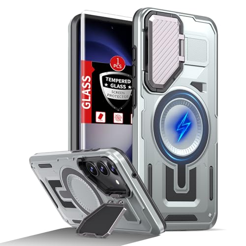 FRLMOOES Schutzhülle für Samsung Galaxy S23, kompatibel mit MagSafe, magnetisches, kabelloses Laden, integrierte Kamera-Abdeckung, Ständer, mit Displayschutzfolie, stoßfest, kratzfest, robuster Schutz FRLMOOES Schutzhülle für Samsung Galaxy S23, kompatibel mit MagSafe, magnetisches, kabelloses Laden, integrierte Kamera-Abdeckung, Ständer, mit Displayschutzfolie, stoßfest, kratzfest, robuster Schutz von FRLMOOES