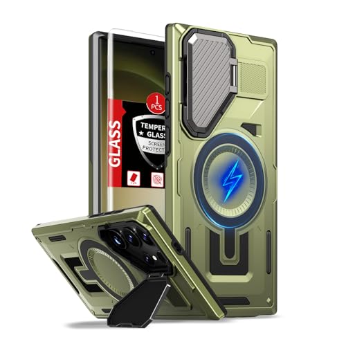 FRLMOOES Schutzhülle für Samsung Galaxy S23 Ultra, kompatibel mit MagSafe, magnetisches, kabelloses Laden, mit Kameraabdeckung, Ständer, mit Displayschutzfolie, stoßfest, kratzfest, robuster Schutz FRLMOOES Schutzhülle für Samsung Galaxy S23 Ultra, kompatibel mit MagSafe, magnetisches, kabelloses Laden, mit Kameraabdeckung, Ständer, mit Displayschutzfolie, stoßfest, kratzfest, robuster Schutz von FRLMOOES