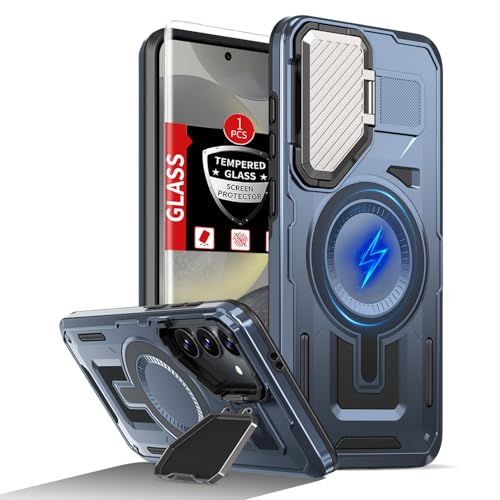 FRLMOOES Schutzhülle für Samsung Galaxy S24 Plus, kompatibel mit MagSafe, magnetisches, kabelloses Laden, mit Kameraabdeckung, Ständer, mit Displayschutzfolie, stoßfest, robuster Schutz für S24 + Plus FRLMOOES Schutzhülle für Samsung Galaxy S24 Plus, kompatibel mit MagSafe, magnetisches, kabelloses Laden, mit Kameraabdeckung, Ständer, mit Displayschutzfolie, stoßfest, robuster Schutz für S24 + Plus von FRLMOOES