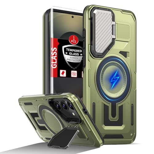 FRLMOOES Schutzhülle für Samsung Galaxy S25, kompatibel mit MagSafe, magnetisches, kabelloses Laden, integrierte Kamera-Abdeckung, Ständer, mit Displayschutzfolie, stoßfest, kratzfest, robuster Schutz FRLMOOES Schutzhülle für Samsung Galaxy S25, kompatibel mit MagSafe, magnetisches, kabelloses Laden, integrierte Kamera-Abdeckung, Ständer, mit Displayschutzfolie, stoßfest, kratzfest, robuster Schutz von FRLMOOES