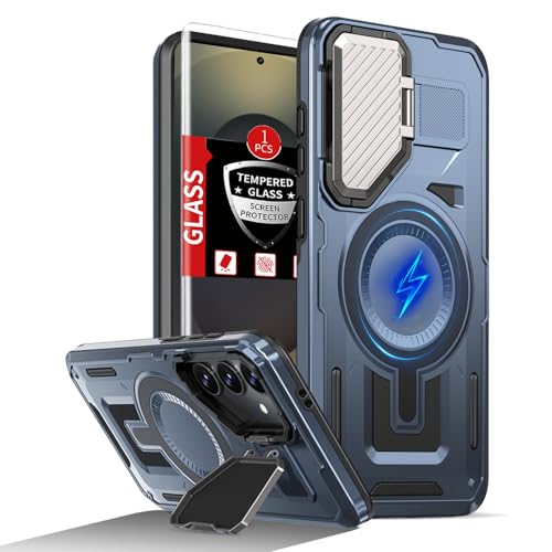 FRLMOOES Schutzhülle für Samsung Galaxy S25 Plus, kompatibel mit MagSafe, magnetisches, kabelloses Laden, mit Kameraabdeckung, Ständer, mit Displayschutzfolie, stoßfest, robuster Schutz für S25 + Plus FRLMOOES Schutzhülle für Samsung Galaxy S25 Plus, kompatibel mit MagSafe, magnetisches, kabelloses Laden, mit Kameraabdeckung, Ständer, mit Displayschutzfolie, stoßfest, robuster Schutz für S25 + Plus von FRLMOOES
