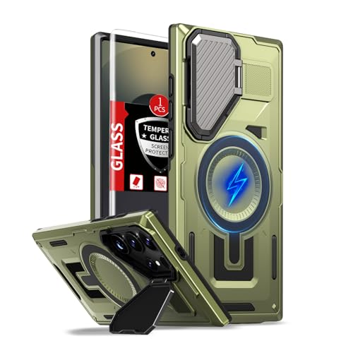 FRLMOOES Schutzhülle für Samsung Galaxy S25 Ultra, kompatibel mit MagSafe, magnetisches, kabelloses Laden, mit Kameraabdeckung, Ständer, mit Displayschutzfolie, stoßfest, kratzfest, robuster Schutz FRLMOOES Schutzhülle für Samsung Galaxy S25 Ultra, kompatibel mit MagSafe, magnetisches, kabelloses Laden, mit Kameraabdeckung, Ständer, mit Displayschutzfolie, stoßfest, kratzfest, robuster Schutz von FRLMOOES