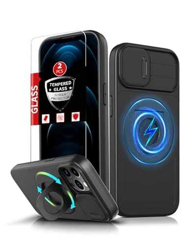 FRLMOOES Schutzhülle für iPhone 12 Pro, magnetisch, kompatibel mit kabellosem MagSafe, mit 2 Displayschutzfolien, integriertem 360°-Ständerring und Kamera-Abdeckung, kratzfest, stoßfest FRLMOOES Schutzhülle für iPhone 12 Pro, magnetisch, kompatibel mit kabellosem MagSafe, mit 2 Displayschutzfolien, integriertem 360°-Ständerring und Kamera-Abdeckung, kratzfest, stoßfest von FRLMOOES