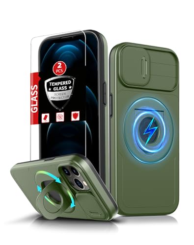 FRLMOOES Schutzhülle für iPhone 12 Pro Max, magnetisch, kompatibel mit kabellosem MagSafe, mit 2 Displayschutzfolien, integriertem Ständerring und Kamera-Abdeckung, kratzfest, stoßfest FRLMOOES Schutzhülle für iPhone 12 Pro Max, magnetisch, kompatibel mit kabellosem MagSafe, mit 2 Displayschutzfolien, integriertem Ständerring und Kamera-Abdeckung, kratzfest, stoßfest von FRLMOOES