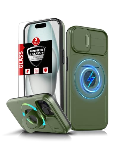 FRLMOOES Schutzhülle für iPhone 14 Plus / iPhone 15 Plus, magnetisch, kompatibel mit kabellosem MagSafe-Laden, mit 2 Displayschutzfolien, mit Ständer und Kamera-Abdeckung, stoßfest, strapazierfähig FRLMOOES Schutzhülle für iPhone 14 Plus / iPhone 15 Plus, magnetisch, kompatibel mit kabellosem MagSafe-Laden, mit 2 Displayschutzfolien, mit Ständer und Kamera-Abdeckung, stoßfest, strapazierfähig von FRLMOOES