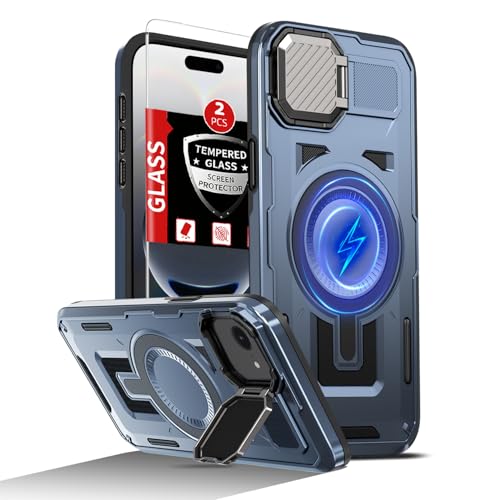FRLMOOES Schutzhülle für iPhone 16E, kompatibel mit MagSafe, magnetisches, kabelloses Laden, integrierte Kamera-Abdeckung, Ständer, mit 2 Glas-Displayschutzfolien, stoßfest, kratzfest, strapazierfähig FRLMOOES Schutzhülle für iPhone 16E, kompatibel mit MagSafe, magnetisches, kabelloses Laden, integrierte Kamera-Abdeckung, Ständer, mit 2 Glas-Displayschutzfolien, stoßfest, kratzfest, strapazierfähig von FRLMOOES
