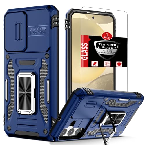 FRLMOOES für Samsung Galaxy S24 Plus Hülle Mit Panzerglas, Schiebe Kameraschutz & Ring Ständer - Militärische Stoßfeste Schutzhülle Cover Mit Schutzfolie für S24+ Plus - Blau FRLMOOES für Samsung Galaxy S24 Plus Hülle Mit Panzerglas, Schiebe Kameraschutz & Ring Ständer - Militärische Stoßfeste Schutzhülle Cover Mit Schutzfolie für S24+ Plus - Blau von FRLMOOES