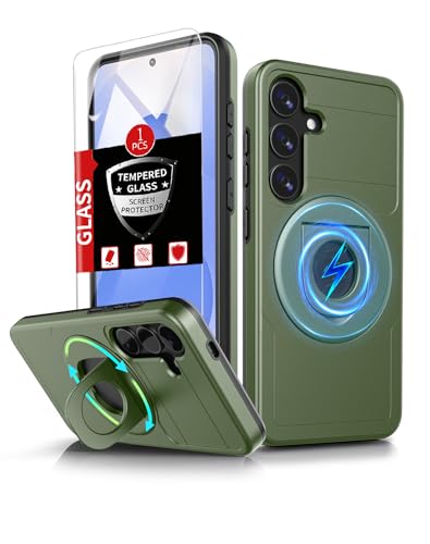 FRLMOOES für Samsung Galaxy S25 Plus Hülle kompatibel mit MagSafe Magnetisch Schutzhülle,für S25+Plus Handyhülle mit Displayschutz,360°Ständer Ring,Kameraschutz,Hochleistungsschutz Stoßfest (Grün) FRLMOOES für Samsung Galaxy S25 Plus Hülle kompatibel mit MagSafe Magnetisch Schutzhülle,für S25+Plus Handyhülle mit Displayschutz,360°Ständer Ring,Kameraschutz,Hochleistungsschutz Stoßfest (Grün) von FRLMOOES