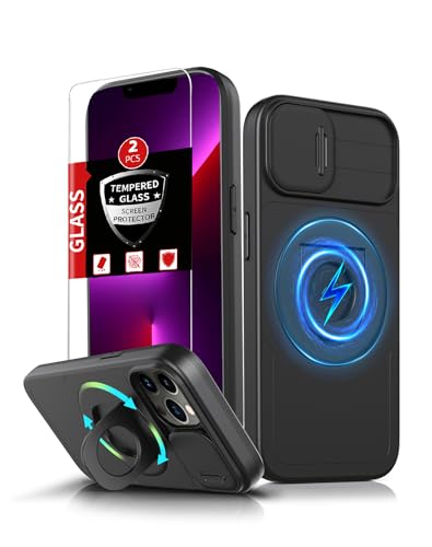 FRLMOOES für iPhone 13 Pro Hülle kompatibel mit MagSafe Magnetisch Schutzhülle,für 13Pro Handyhülle mit 2 Displayschutz,360°Ständer Ring,Kameraschutz,Hochleistungsschutz Militärischer Stoßfest,Schwarz FRLMOOES für iPhone 13 Pro Hülle kompatibel mit MagSafe Magnetisch Schutzhülle,für 13Pro Handyhülle mit 2 Displayschutz,360°Ständer Ring,Kameraschutz,Hochleistungsschutz Militärischer Stoßfest,Schwarz von FRLMOOES