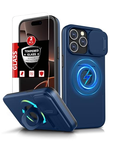 FRLMOOES für iPhone 16 Pro Hülle kompatibel mit MagSafe Magnetisch Kabelloses Laden Schutzhülle,für 16 Pro Handyhülle mit 2 Stück Panzerglas,Eingebauter Ständer Ring & Kameraschutz Stoßfest Blau FRLMOOES für iPhone 16 Pro Hülle kompatibel mit MagSafe Magnetisch Kabelloses Laden Schutzhülle,für 16 Pro Handyhülle mit 2 Stück Panzerglas,Eingebauter Ständer Ring & Kameraschutz Stoßfest Blau von FRLMOOES