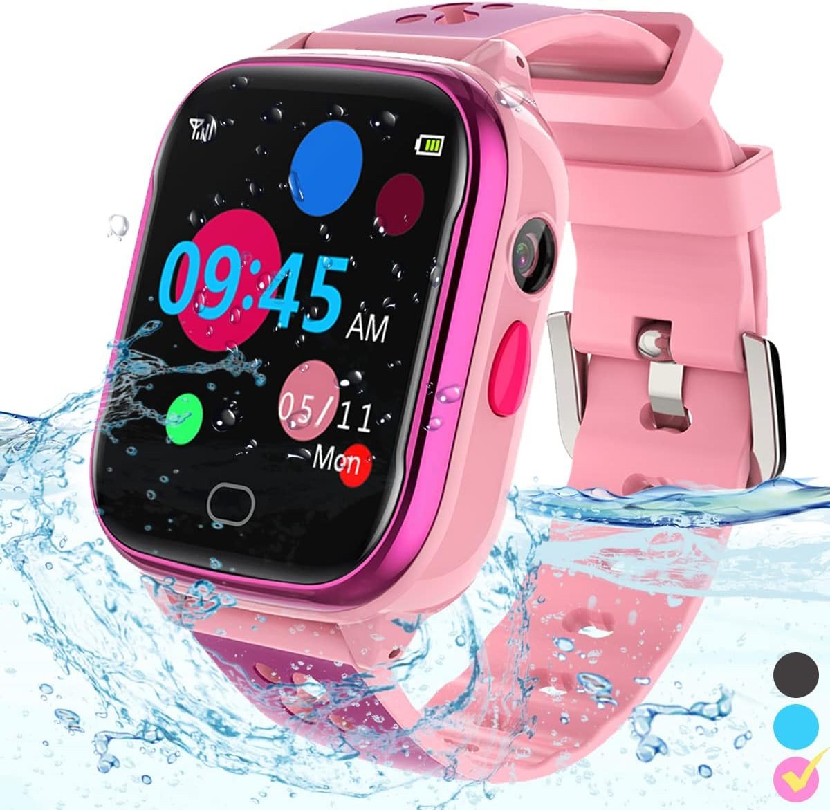FRLONE für 3-13 Jahre Kinder Geburtstagsgeschenk Smartwatch (1.44 Zoll), mit Touchscreen 5 Spiele Kamera Alarm SOS Anruf Digital IP67 von FRLONE