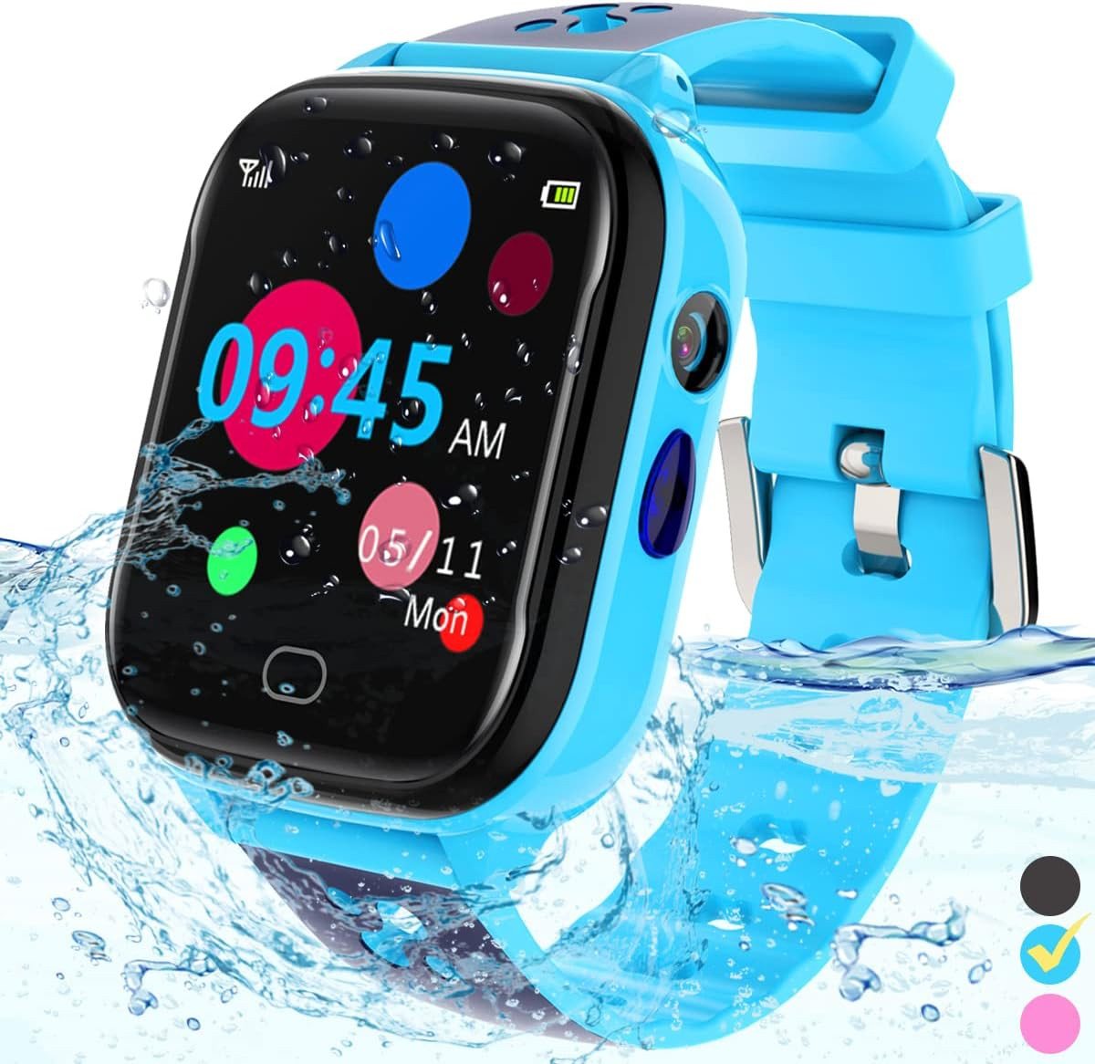 FRLONE für 3-13 Jahre Kinder Geburtstagsgeschenk Smartwatch (1.44 Zoll), mit Touchscreen 5 Spiele Kamera Alarm SOS Anruf Digital IP67 von FRLONE