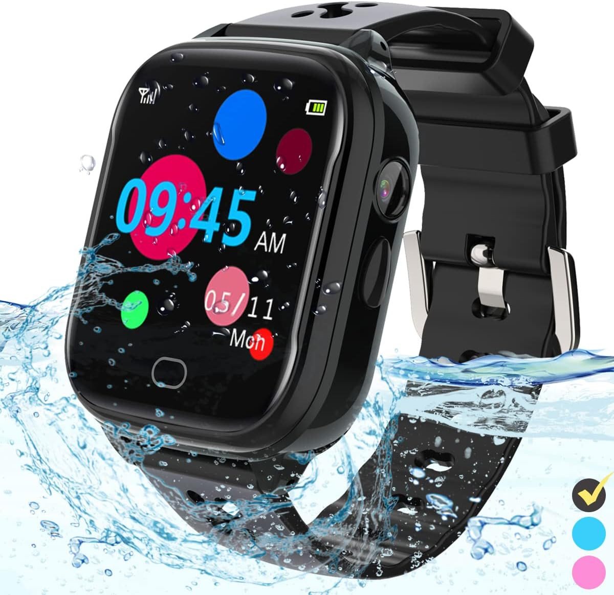 FRLONE für 3-13 Jahre Kinder Geburtstagsgeschenk Smartwatch (1.44 Zoll), mit Touchscreen 5 Spiele Kamera Alarm SOS Anruf Digital IP67 von FRLONE