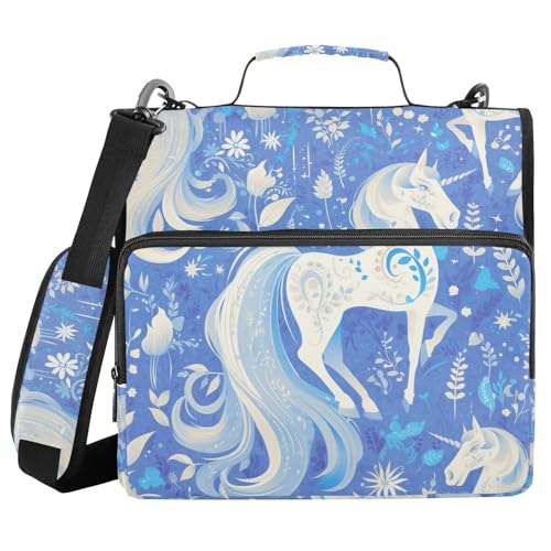 Art White Horses Blue 3-Ring-Ordner mit Reißverschluss, einfach zu transportieren, mit Reißverschluss, 3,8 cm, für Schule/Büro Art White Horses Blue 3-Ring-Ordner mit Reißverschluss, einfach zu transportieren, mit Reißverschluss, 3,8 cm, für Schule/Büro von FRODOTGV