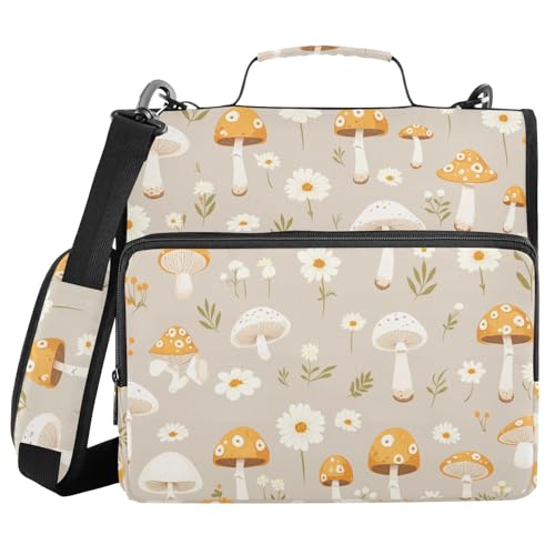 Cute Mushrooms 3,8 cm 3-Ring-Reißverschluss-Ordner mit Griff und abnehmbarem Schultergurt, mehrere Taschen, Dokumentenaufbewahrung, Aufbewahrungstasche für die Schule Cute Mushrooms 3,8 cm 3-Ring-Reißverschluss-Ordner mit Griff und abnehmbarem Schultergurt, mehrere Taschen, Dokumentenaufbewahrung, Aufbewahrungstasche für die Schule von FRODOTGV