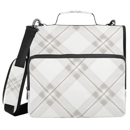 Gingham-Ordner mit 3 Ringen, Reißverschluss und Griff, mehrere Taschen, tragbar, für Zuhause, Reisen, sichere Aufbewahrungstasche für Schule/Büro, Grau Gingham-Ordner mit 3 Ringen, Reißverschluss und Griff, mehrere Taschen, tragbar, für Zuhause, Reisen, sichere Aufbewahrungstasche für Schule/Büro, Grau von FRODOTGV