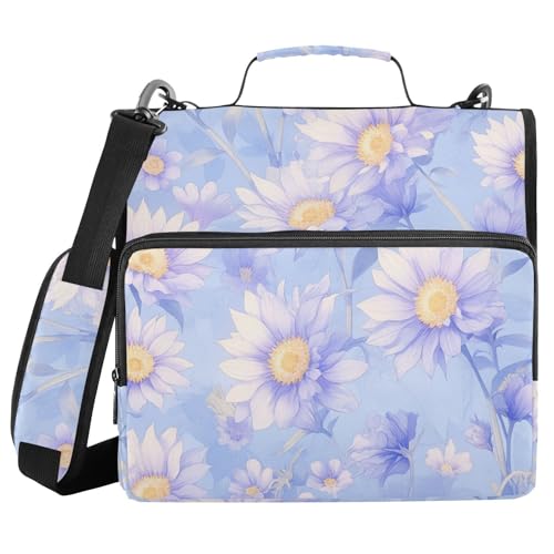 Hellviolette Sonnenblumen-Ordner mit 3 Ringen, mit Reißverschluss, einfach zu tragen, tragbar, für Zuhause, Reisen, sichere Aufbewahrungstasche für die Schule Hellviolette Sonnenblumen-Ordner mit 3 Ringen, mit Reißverschluss, einfach zu tragen, tragbar, für Zuhause, Reisen, sichere Aufbewahrungstasche für die Schule von FRODOTGV