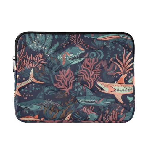 Laptop-Hülle mit Hai- und Korallenmuster, 33-35,6 cm, klassische Laptop-Tasche mit Reißverschluss für Reisen, Business von FRODOTGV