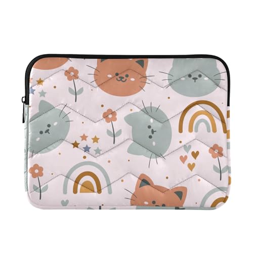 Laptop-Schutzhülle, leicht, 33 cm (13 Zoll), 35,6 cm (14 Zoll), Reise-Laptop-Tasche, niedliche Cartoon-Katze und Pflanze von FRODOTGV