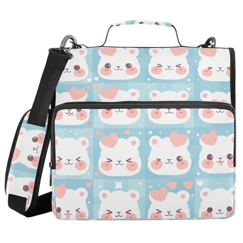 Mappe mit süßem Alpaka-Gesicht, 3,8 cm, 3 Ringe, mit Reißverschluss und Schultergurt und Griff, mehrere Taschen, mit Reißverschluss, geeignet für die Mittelschule Mappe mit süßem Alpaka-Gesicht, 3,8 cm, 3 Ringe, mit Reißverschluss und Schultergurt und Griff, mehrere Taschen, mit Reißverschluss, geeignet für die Mittelschule von FRODOTGV