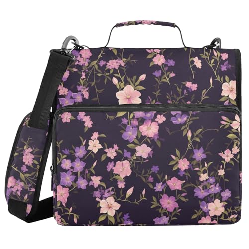 Ordner mit 3 Ringen, mit Reißverschluss, Griff und abnehmbarem Schultergurt, mehrere Taschen, Dokumenten-Organizer, Tasche für Schule und Büro, Violett Ordner mit 3 Ringen, mit Reißverschluss, Griff und abnehmbarem Schultergurt, mehrere Taschen, Dokumenten-Organizer, Tasche für Schule und Büro, Violett von FRODOTGV